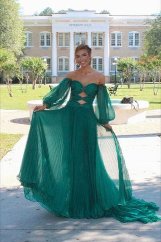 NumberSea - Charming Sweetheart Chiffon with slit beades Prom Dresses