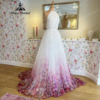 NumberSea - Chaste Print Flower Garden Bridal V Neck Princess Wedding Dress 2025 Vestidos Wedding Gowns Ball Gowns Custom Made NumberSea