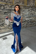 Schickes bodenlanges, trägerloses, ärmelloses Meerjungfrau-Ballkleid mit Schlitz