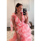 NumberSea - Chic & Modern A - line V - neck Bowknots Waist Long Ball Gown Evening Dress