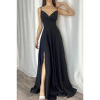 NumberSea - Chic & Modern A - line V - neck Spaghetti Straps Long Prom Formal Dress