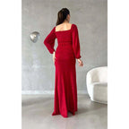 NumberSea - Chic & Modern Glitter Sweetheart Long Sleeves Side Slit Long Prom Dress