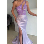 NumberSea - Chic One Shoulder Sexy High Split Mermaid Formal Evening Gowns