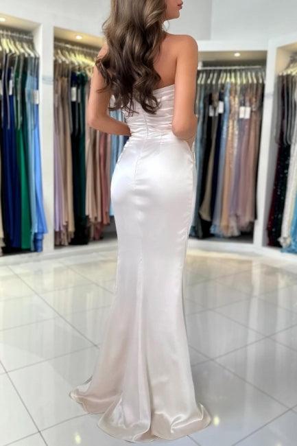 Chic Sweetheart ärmellose Spalte Satin Abendkleider Schlitz vorne