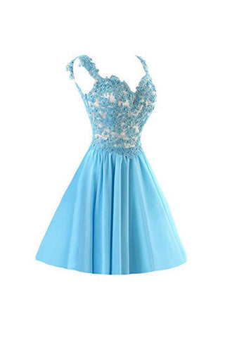 Chiffon Applique Homecoming Dresses Short Prom Dresses With Straps