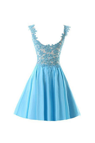 Chiffon Applique Homecoming Dresses Short Prom Dresses With Straps