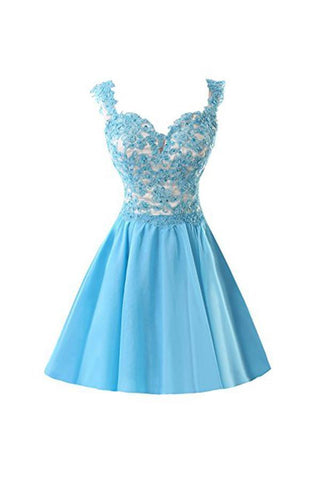 Chiffon Applique Homecoming Dresses Short Prom Dresses With Straps