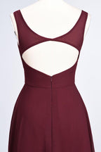 Chiffon V-Neck Straps Sleeveless Ruffles Floor-Length Bridesmaid Dress with Open Back