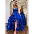 NumberSea - Classic & Timeless Off - Shoulder A - line Side Slit Sleeveless Formal Party Prom Dress