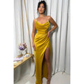 NumberSea - Classic & Timeless Scoop Sleeveless Side Slit Sheath Ruched Formal Party Prom Dress