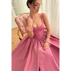 NumberSea - Classic & Timeless Straps Scoop A - line Formal Party Prom Dress