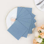 20 Pack Linen-Like Paper Napkins 5"x5" Dusty Blue - Soft Single-Use Airlaid Cocktail Napkins