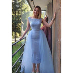 NumberSea - Couture & Ornate Sheath/Column Sleeveless Applique Formal Party Prom Dress