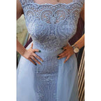 NumberSea - Couture & Ornate Sheath/Column Sleeveless Applique Formal Party Prom Dress