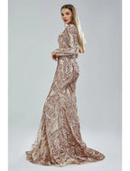 Meerjungfrau/Trompete Abendkleid Sparkle &amp; Shine Kleid Karneval Formell Hofschleppe Langarm V-Ausschnitt Afroamerikaner Spitze mit Pailletten