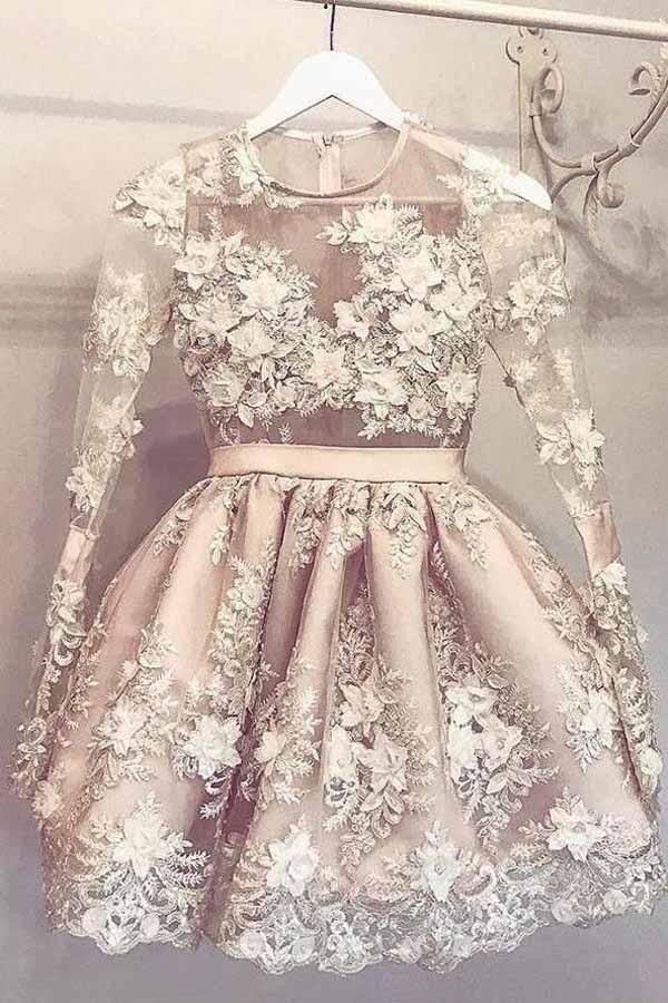 Cute Long Sleeve Homecoming Dress Short Prom Dress Party Dress