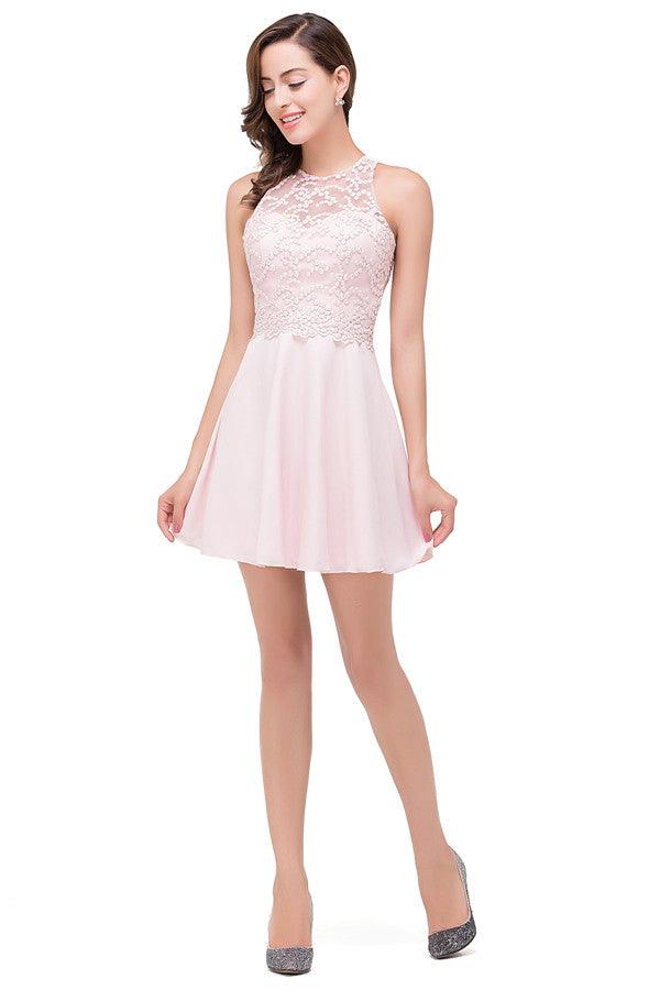 Cute Mini A-line Crew Appliques Bridesmaid Dresses