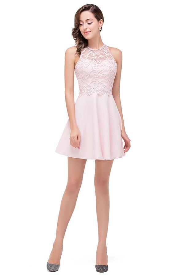 Cute Mini A-line Crew Appliques Bridesmaid Dresses