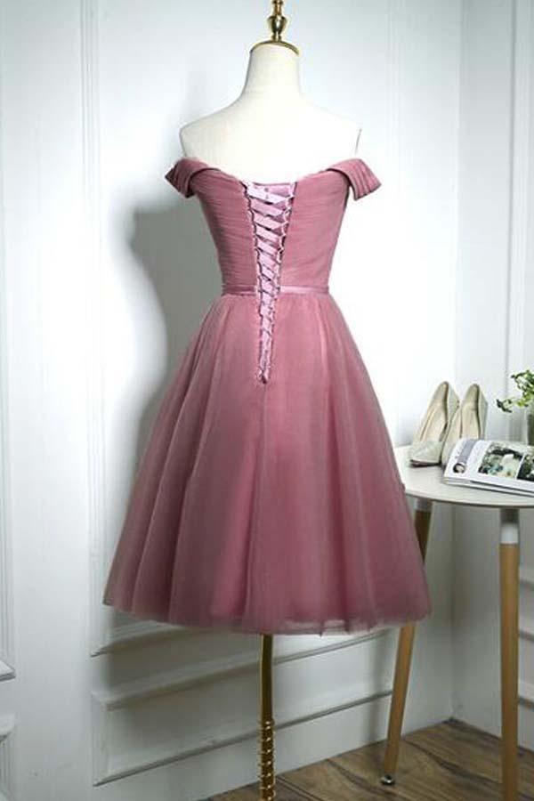 Lindo vestido de fiesta de regreso a casa de tul con escote en forma de corazón y hombros descubiertos