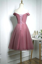 Lindo vestido de fiesta de regreso a casa de tul con escote en forma de corazón y hombros descubiertos