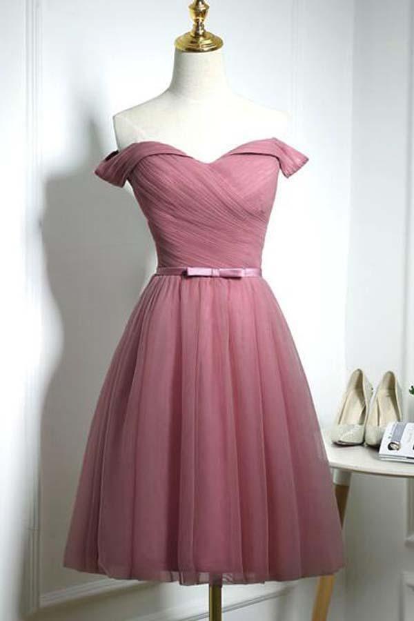 Lindo vestido de fiesta de regreso a casa de tul con escote en forma de corazón y hombros descubiertos