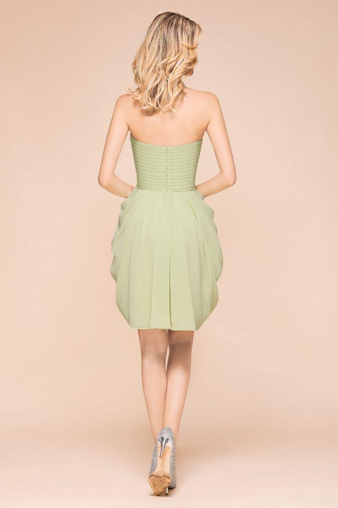 Cute Sleeveless slim Ruffle Chiffon Mini Bridesmaid Dress Wedding Guest Dress