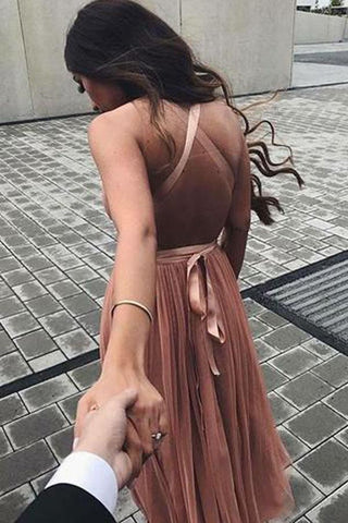 Cute V Neck Tulle Short Prom Dress Homecoming Dresses