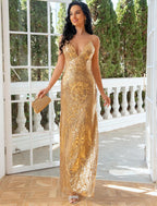 Mermaid / Trumpet Evening Gown Luxurious Dress Wedding Party Black Tie Gala Floor Length Sleeveless V Neck Detachable Tulle with Sequin