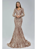 Meerjungfrau/Trompete Abendkleid Sparkle &amp; Shine Kleid Karneval Formell Hofschleppe Langarm V-Ausschnitt Afroamerikaner Spitze mit Pailletten