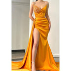 Etui-Linie/Säulenkleid mit Herzausschnitt und Falten aus Satin, ärmellos, für Abschlussball, Abendkleid