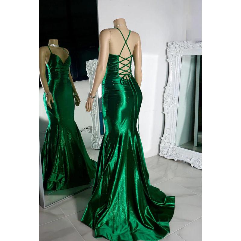 Trumpet/Mermaid Sexy & Hot Criss-Cross Straps Ruffles V-Neck Prom Dress