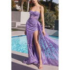 Sweetheart Strapless Tulle Sheath Long Prom Evening Dress