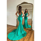 Vestido de fiesta de sirena con cuentas y escote en V sexy para mujer