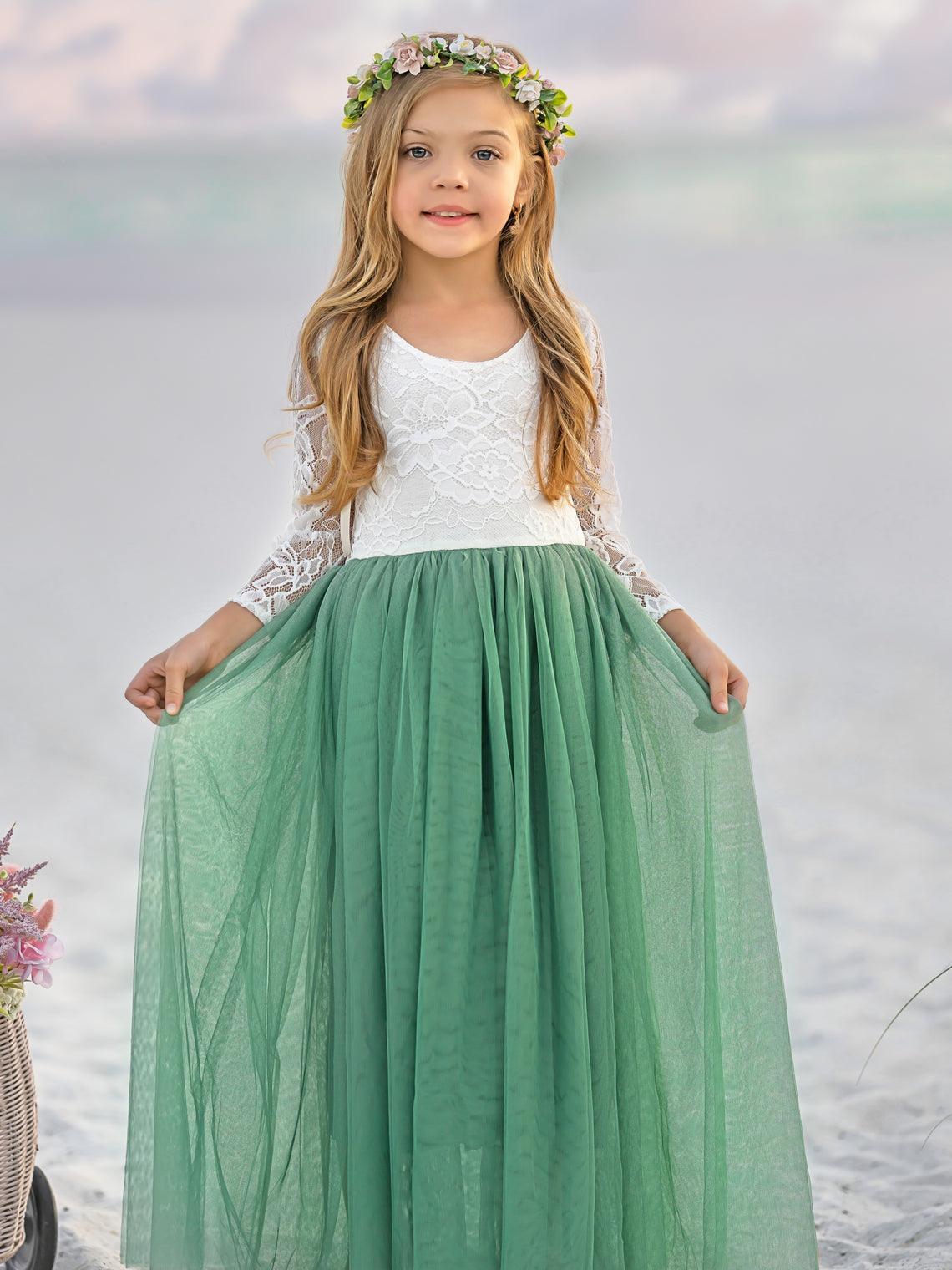 Mädchen Pfingstrose Spitze Zurück A-Linie Gerade Tutu Tüll Party Blumenmädchen Kleid 