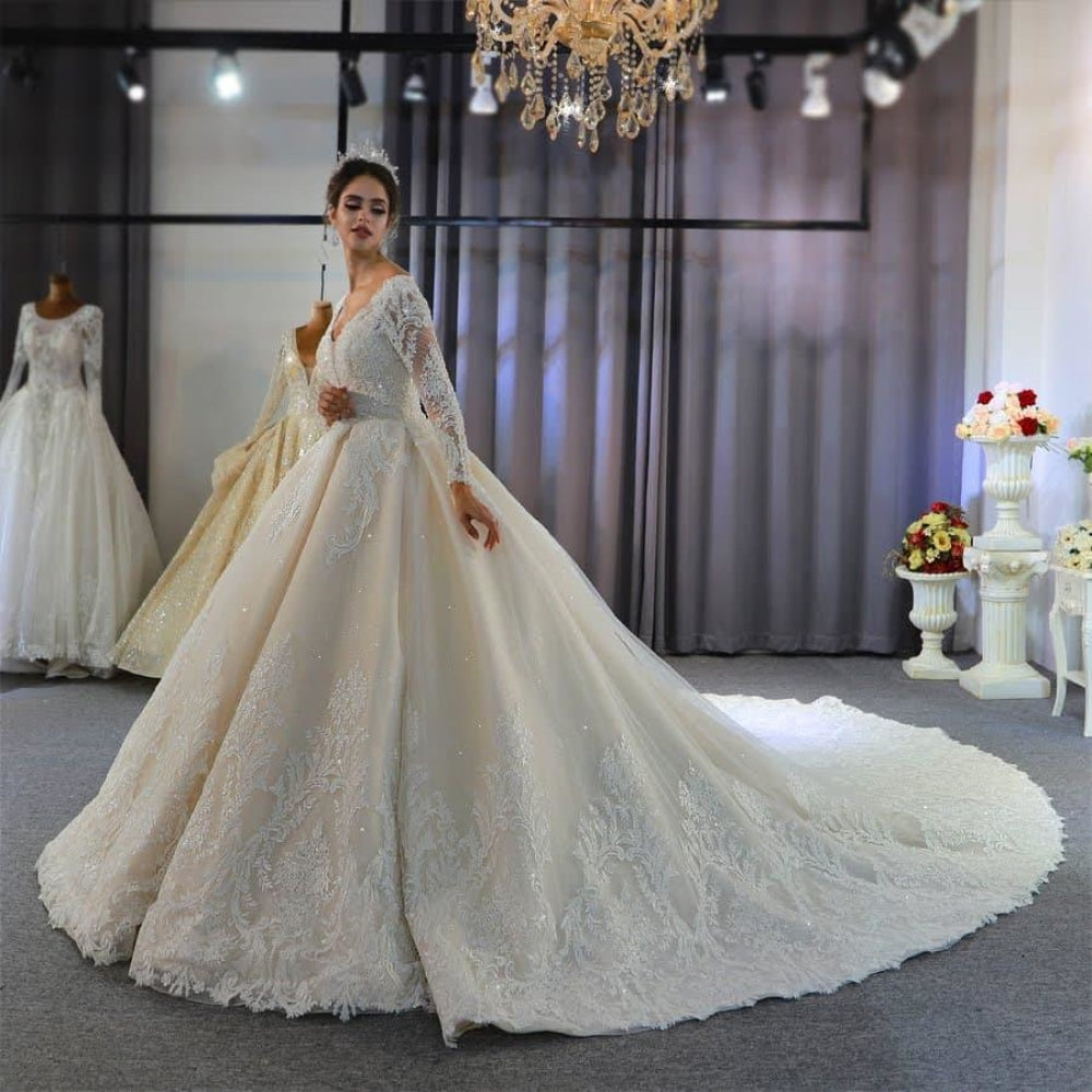 NB3766 robe mariage gelinlik wedding dresses with long sleeves elegant bridal dress - numbersea