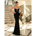 Sexy V Neck Beads Black Mermaid Prom Party Dress