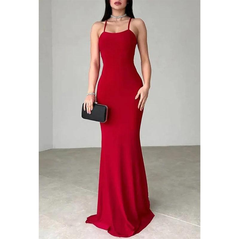 Figurbetontes Bateau-Kleid mit Spaghettiträgern und Schnürung, Party-, Abschlussball- und Abendkleid 