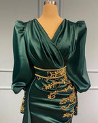 Vestidos de noche largos verde oscuro | Vestidos de fiesta con mangas