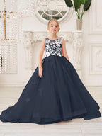 Elegante vestido de tul sin mangas estilo princesa de corte A para niña de las flores 