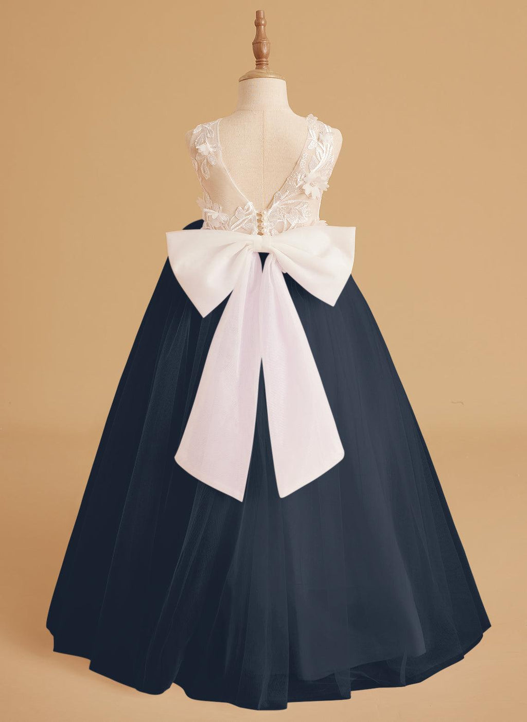Dream Princess Sleeveless Detachable Train Flower Girl Dress
