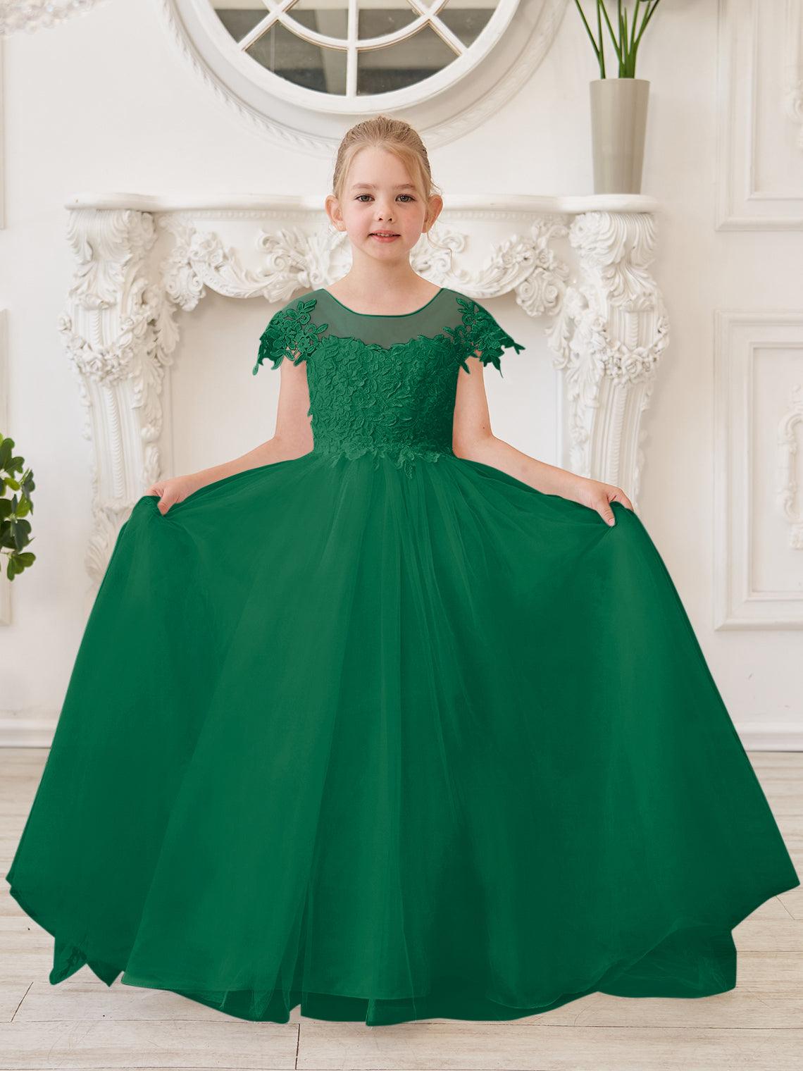 Vestido de princesa para primera comunión de niña de las flores, color marfil, con cola desmontable 
