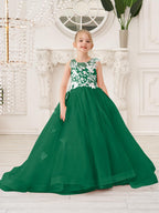 Elegante vestido de tul sin mangas estilo princesa de corte A para niña de las flores 