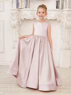 NumberSea - A - line Lace Satin Floor - length Flower Girl Dress