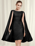 Etui-/Säulenkleid für Hochzeitsgäste, minimalistisches Kleid, Party-Kleidung, knielang, ärmellos, Rundhalsausschnitt, Chiffon mit reiner Farbe