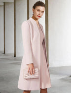 Vestido de dos piezas de corte A para madre de la novia, para invitada de boda, iglesia, elegante, cuello en V, largo hasta la rodilla, de gasa, manga corta, chaqueta, vestidos con color sólido, otoño