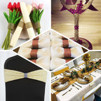 10 Pack Diamond Rhinestone Napkin Rings Champagne - Velcro Brooch Buckle for Chair Sashes
