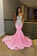Bodenlanges, ärmelloses Deluxe-Ballkleid im Meerjungfrauen-Stil mit Pailletten und Rüschen