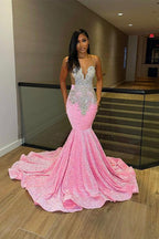 Bodenlanges, ärmelloses Deluxe-Ballkleid im Meerjungfrauen-Stil mit Pailletten und Rüschen