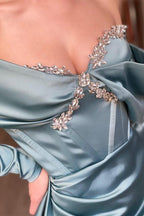 Designer-Ballkleid im Meerjungfrau-Stil mit langen Ärmeln und Glitzer