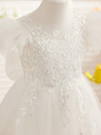 NumberSea - Detachable Lace Tulle Sweep Train Flower Girl Dress